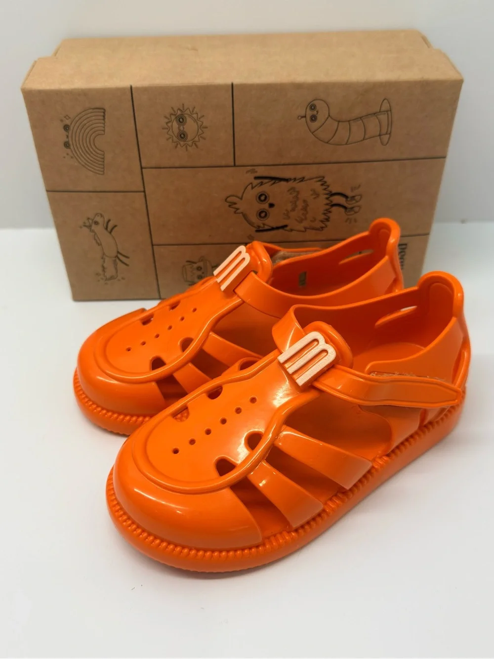 Mini Melissa Hip Daydream Orange Jelly Sandals Size 10 NIB